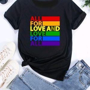 🌈 Slogan Graphic Unisex Round Neck Rainbow Tee shirt